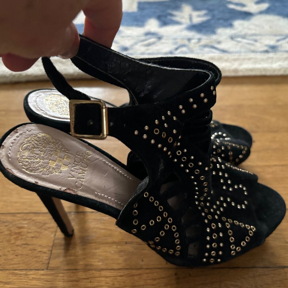 Vince Camuto - Black Dressy/Sexy High Heel Black Suede Shoe -  Size 7.5
